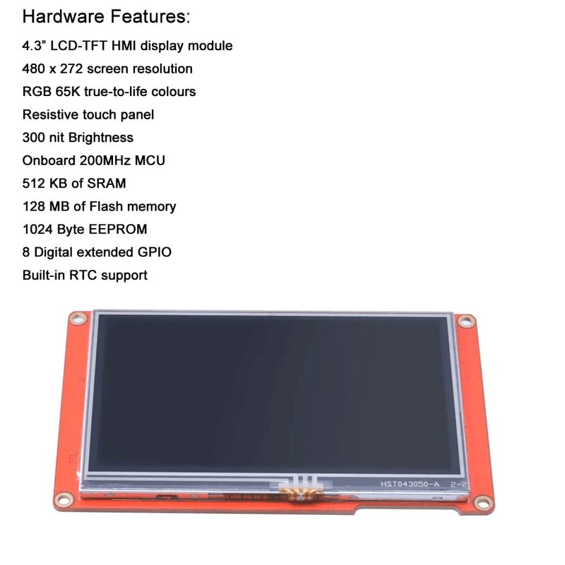 Ferwooh شاشة نكستيون الذكية 4.3 بوصة شاشة تعمل باللمس المقاومة 480x272 وحدة عرض LCD-TFT HMI NX4827P043-011R تدعم الصوت والفيديو - Image 2